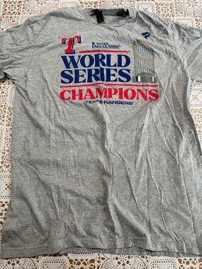 Source Unknown Gray Texas Rangers World Series Champions T-Shirt